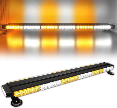 38" 78 LED Emergency Rooftop Strobe Light Bar Safety Traffic Advisor Warning Hazard Light Double Side Flashing with Magnetic Base for Work Truck Vehicles Construction Tow Pickup (Amber/White) in Kuwait