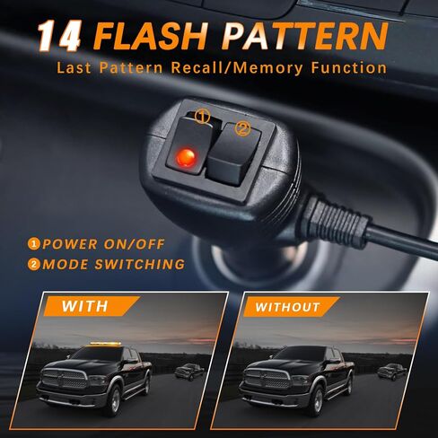 38" 78 LED Emergency Rooftop Strobe Light Bar Safety Traffic Advisor Warning Hazard Light Double Side Flashing with Magnetic Base for Work Truck Vehicles Construction Tow Pickup (Amber/White) in Kuwait