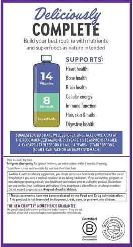 New Chapter Liquid Multivitamin + Mineral Supplement for Whole-Body Benefits, 100% Delicious Multivitamin for Adults, Teens & Kids 2+, Ready to Absorb Faster, Mixed Berry Flavored, 30 oz in Saudi Arabia