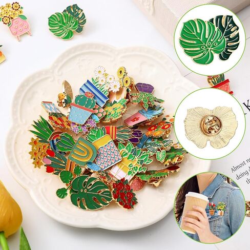30 Pcs Cute Enamel Pins Bulk Plant Flowers Animal Halloween Gothic Fall Pumpkins Spring Cartoon Lapel Brooches Pin Fun Jewelry Gift for Clothes Bags Hats Accessories in Saudi Arabia