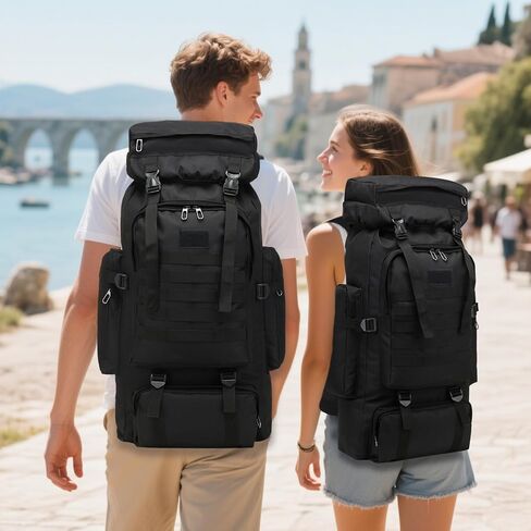 80L 2Pcs Hiking Backpack for Men Women With Sling Tactical Backpack - Molle Military Tactical Rucksack Waterproof Lightweight Hiking Backpack 3 Day Assault Pack For Travel, Climbing in Kuwait