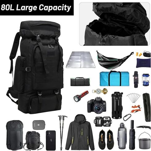 80L 2Pcs Hiking Backpack for Men Women With Sling Tactical Backpack - Molle Military Tactical Rucksack Waterproof Lightweight Hiking Backpack 3 Day Assault Pack For Travel, Climbing in Kuwait