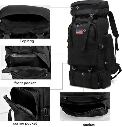80L 2Pcs Hiking Backpack for Men Women With Sling Tactical Backpack - Molle Military Tactical Rucksack Waterproof Lightweight Hiking Backpack 3 Day Assault Pack For Travel, Climbing in Kuwait