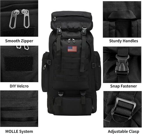 80L 2Pcs Hiking Backpack for Men Women With Sling Tactical Backpack - Molle Military Tactical Rucksack Waterproof Lightweight Hiking Backpack 3 Day Assault Pack For Travel, Climbing in Kuwait