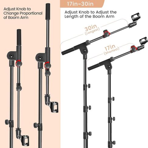 Mic Stand,6 In 1 Microphone Stand Floor Boom Mic Stand, Support Boom Gooseneck Mic Clips Tablet Phone Holder Any Combination With Mic Stand Bag in Kuwait