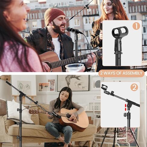 Mic Stand,6 In 1 Microphone Stand Floor Boom Mic Stand, Support Boom Gooseneck Mic Clips Tablet Phone Holder Any Combination With Mic Stand Bag in Kuwait