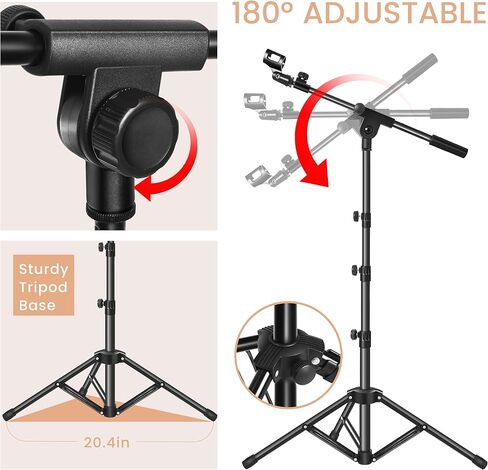 Mic Stand,6 In 1 Microphone Stand Floor Boom Mic Stand, Support Boom Gooseneck Mic Clips Tablet Phone Holder Any Combination With Mic Stand Bag in Kuwait