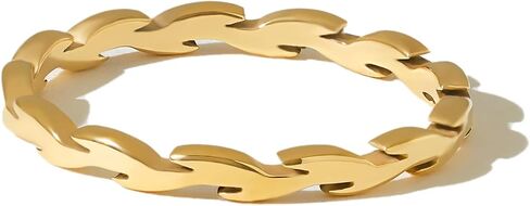 18K Gold Stacking Rings for Women, Dainty Slim Gold Plated Stainless Steel Non-Tarnish Waterproof Stackable Band Jewelry Size 4-11 in Kuwait