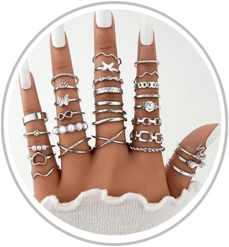 Knuckle Rings for Women Stackable Rings Set Dainty Gold Rings Boho Midi Finger Ring Purple Butterfly Statement Ring Trendy Aesthetic Jewelry in Saudi Arabia