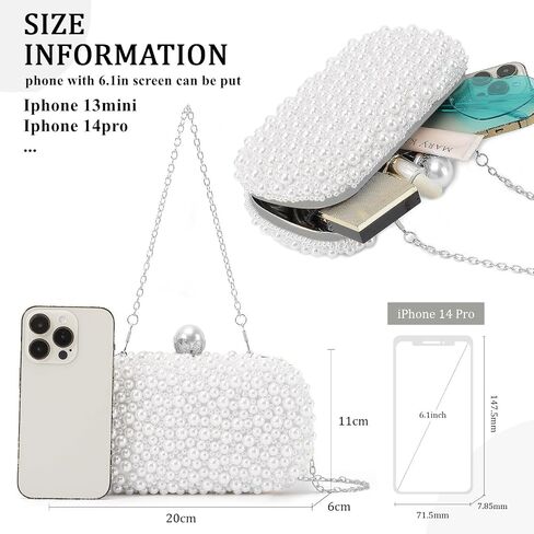 Oweisong White Pearl Clutch Purses for Women Beaded Clutch Bag Formal Wedding Bride Evening Bag Party Tote Handbag in Saudi Arabia