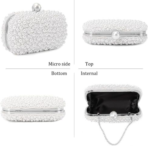 Oweisong White Pearl Clutch Purses for Women Beaded Clutch Bag Formal Wedding Bride Evening Bag Party Tote Handbag in Saudi Arabia