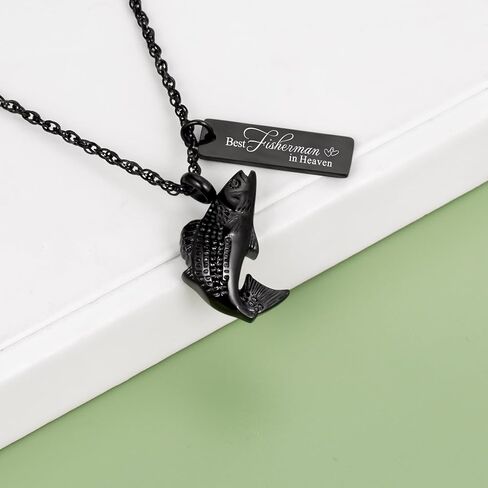 Fishing Hook Urn Necklace for Ashes Fish Memorial Keepsake Ashes Necklace Fishing Cremation Urn Necklace for Ashes Memorial Jewelry Fisherman Sympathy gift in Saudi Arabia