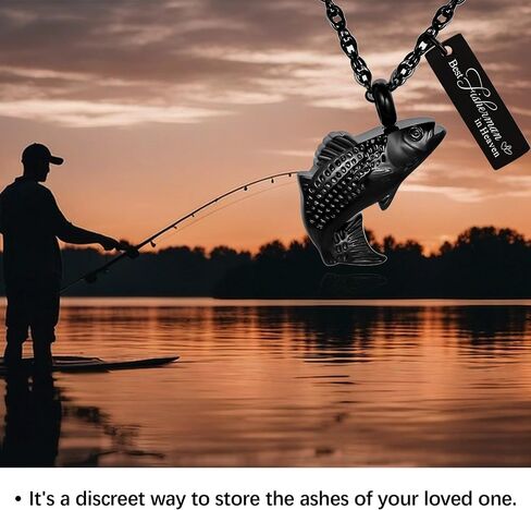 Fishing Hook Urn Necklace for Ashes Fish Memorial Keepsake Ashes Necklace Fishing Cremation Urn Necklace for Ashes Memorial Jewelry Fisherman Sympathy gift in Saudi Arabia