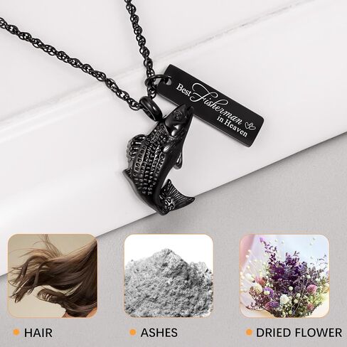 Fishing Hook Urn Necklace for Ashes Fish Memorial Keepsake Ashes Necklace Fishing Cremation Urn Necklace for Ashes Memorial Jewelry Fisherman Sympathy gift in Saudi Arabia