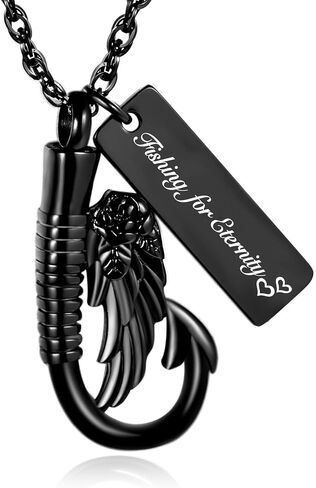 Fishing Hook Urn Necklace for Ashes Fish Memorial Keepsake Ashes Necklace Fishing Cremation Urn Necklace for Ashes Memorial Jewelry Fisherman Sympathy gift in Saudi Arabia