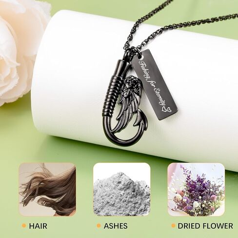 Fishing Hook Urn Necklace for Ashes Fish Memorial Keepsake Ashes Necklace Fishing Cremation Urn Necklace for Ashes Memorial Jewelry Fisherman Sympathy gift in Saudi Arabia