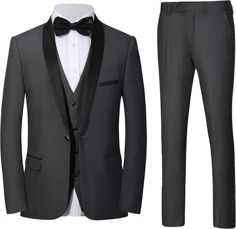 Mens 3 Pieces Suit Slim Fit Tuxedo for Men Shawl Lapel One Button Wedding Prom Party Dinner Jacket Vest Pants Set in Kuwait