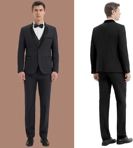 Mens 3 Pieces Suit Slim Fit Tuxedo for Men Shawl Lapel One Button Wedding Prom Party Dinner Jacket Vest Pants Set in Kuwait