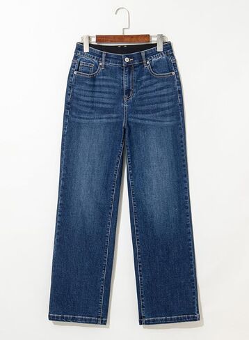 Sidefeel Women's Wide Leg Jeans High Waisted Tummy Control Stretchy Straight Leg Elastic Waist Trendy Denim Pants in Kuwait