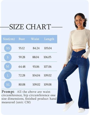 Bell Bottom Jeans for Women High Waisted Stretchy Flare Jeans Pull On Crossover Wide Leg Flared Pants with Pockets in Kuwait