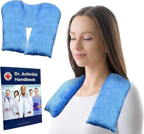 Doctor Developed Heated Neck Wrap - Weighted Heating Pad with Natural Flax Seeds - Cordless Microwavable Heating Pad for Neck & Shoulders - Soft Plush Relief (Blue) in Saudi Arabia