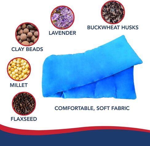 Doctor Developed Heated Neck Wrap - Weighted Heating Pad with Natural Flax Seeds - Cordless Microwavable Heating Pad for Neck & Shoulders - Soft Plush Relief (Blue) in Saudi Arabia