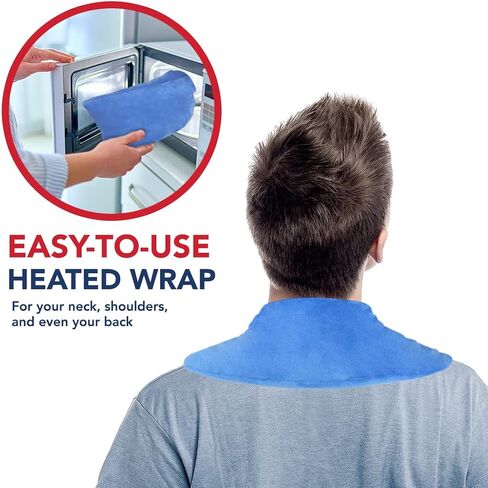 Doctor Developed Heated Neck Wrap - Weighted Heating Pad with Natural Flax Seeds - Cordless Microwavable Heating Pad for Neck & Shoulders - Soft Plush Relief (Blue) in Saudi Arabia
