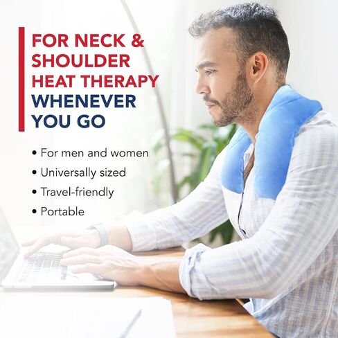 Doctor Developed Heated Neck Wrap - Weighted Heating Pad with Natural Flax Seeds - Cordless Microwavable Heating Pad for Neck & Shoulders - Soft Plush Relief (Blue) in Saudi Arabia
