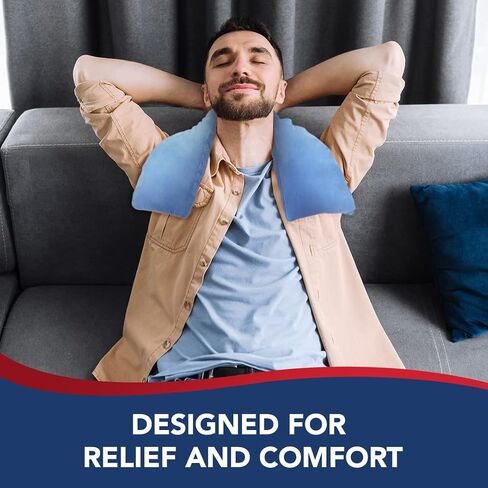 Doctor Developed Heated Neck Wrap - Weighted Heating Pad with Natural Flax Seeds - Cordless Microwavable Heating Pad for Neck & Shoulders - Soft Plush Relief (Blue) in Saudi Arabia