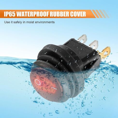 2PCS 12V UL Listed Round Rocker Switch, Waterproof LED Rocker Toggle Switch with Shell, Lighted ON Off SPST 3 Pin Rocker Switch for Car RV Marine Boat Golf Cart (Red) in Saudi Arabia