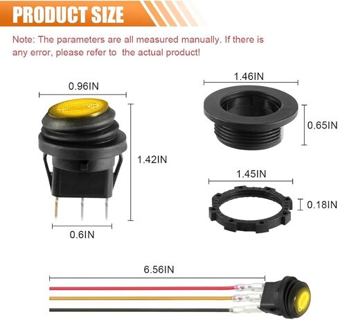 2PCS 12V UL Listed Round Rocker Switch, Waterproof LED Rocker Toggle Switch with Shell, Lighted ON Off SPST 3 Pin Rocker Switch for Car RV Marine Boat Golf Cart (Red) in Saudi Arabia