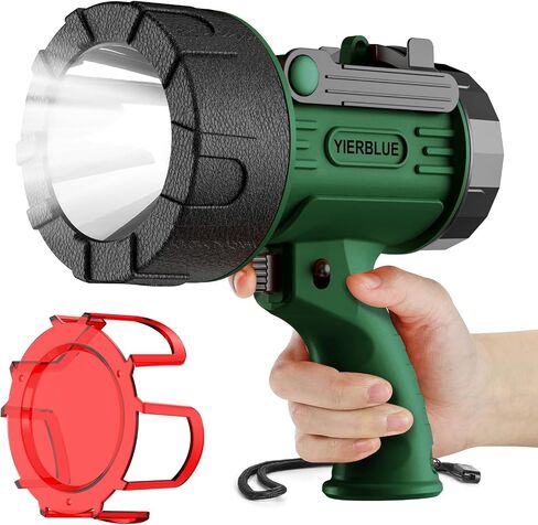 YIERBLUE Rechargeable Spotlight, Waterproof Handheld Flashlight, 200000 Lumens LED, 10000mAh Battery, IP67 Waterproof, 3 Adaptable Settings, 18W USB-C Port(champagne) in Kuwait