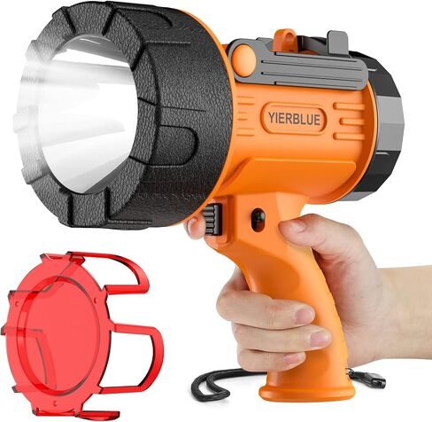 YIERBLUE Rechargeable Spotlight, Waterproof Handheld Flashlight, 200000 Lumens LED, 10000mAh Battery, IP67 Waterproof, 3 Adaptable Settings, 18W USB-C Port(champagne) in Kuwait