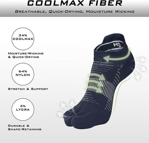 Ankle Toe Socks for Women Men, COOLMAX Five Finger Socks, High Performance Athletic Running Socks(3 Pairs) in Saudi Arabia