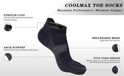 Ankle Toe Socks for Women Men, COOLMAX Five Finger Socks, High Performance Athletic Running Socks(3 Pairs) in Saudi Arabia