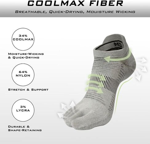 جوارب اصبع القدم في الكاحل للنساء الرجال ، Coolmax خمسة الجوارب الأصابع ، الجوارب الرياضية عالية الأداء (3 أزواج) in Saudi Arabia