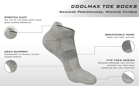جوارب اصبع القدم في الكاحل للنساء الرجال ، Coolmax خمسة الجوارب الأصابع ، الجوارب الرياضية عالية الأداء (3 أزواج) in Saudi Arabia