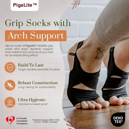 PIGA Toeless Pilates Socks – Non-Slip Grip for Men & Women, Breathable, Durable for Pilates, Barre & Yoga Workouts in Kuwait