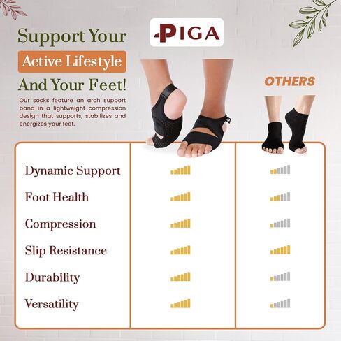 PIGA Toeless Pilates Socks – Non-Slip Grip for Men & Women, Breathable, Durable for Pilates, Barre & Yoga Workouts in Kuwait