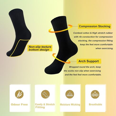 Magiarte Womens Athletic Compression Cotton Crew Socks Non Slip Design Multi Goots للنساء 3/5 أزواج in Kuwait