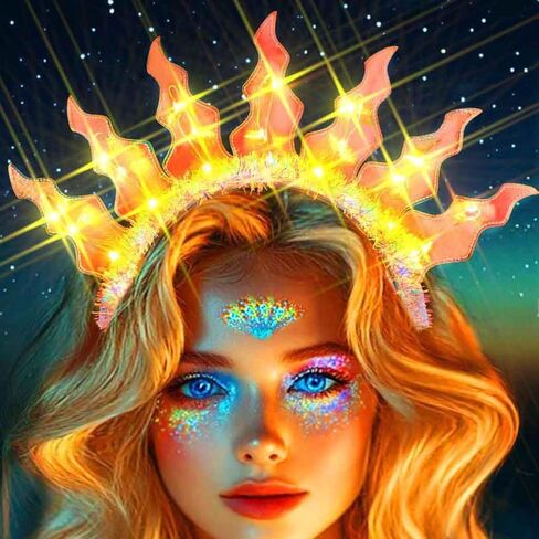 Zoestar Light Up Fire Headband Led Flame Rave Costume Festival Hair Accessories for Women in Kuwait