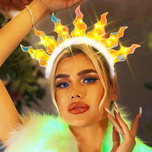 Zoestar Light Up Fire Headband Led Flame Rave Costume Festival Hair Accessories for Women in Kuwait