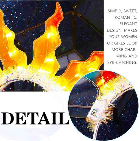 Zoestar Light Up Fire Headband Led Flame Rave Costume Festival Hair Accessories for Women in Kuwait