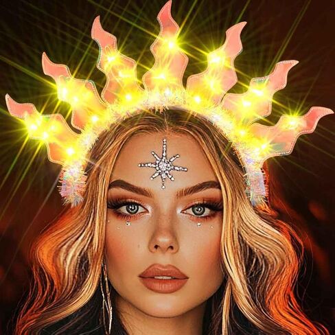 Zoestar Light Up Fire Headband Led Flame Rave Costume Festival Hair Accessories for Women in Kuwait
