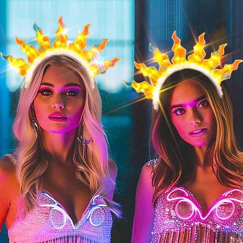 Zoestar Light Up Fire Headband Led Flame Rave Costume Festival Hair Accessories for Women in Kuwait
