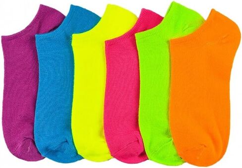 عام 6 أزواج النساء الجوارب الرياضية الكاحل النيون ملون لا عرض منخفض قطع لنا 9 11 أزياء in Saudi Arabia