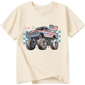 Kid 4th of July T-Shirts Boys Girls American Flag Shirt Patriotic Top Short Sleeve Tees 2-12 Years