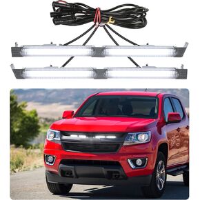 Front Bumper Grill Lights for 2015-2020 Chevy Colorado Accessories LED Running Light Bar DRL Only Fits Z71 WT LT Factory Grille (RGB)