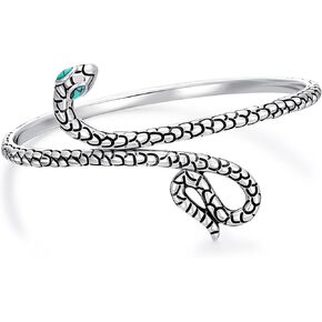 Natural Turquoise Snake Cuff Bracelet for Women 925 Sterling Silver Western Gemstone Boho Vintage Bangle Jewelry