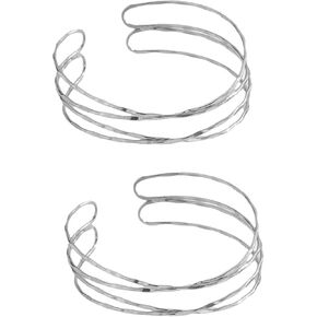 2 PCS Arm Cuff Bracelet Gold Cuff Bracelet Silver Cuff Bracelet Arm Cuff Upper Arm Cuff Bracelet Jewelry Gift for Women
